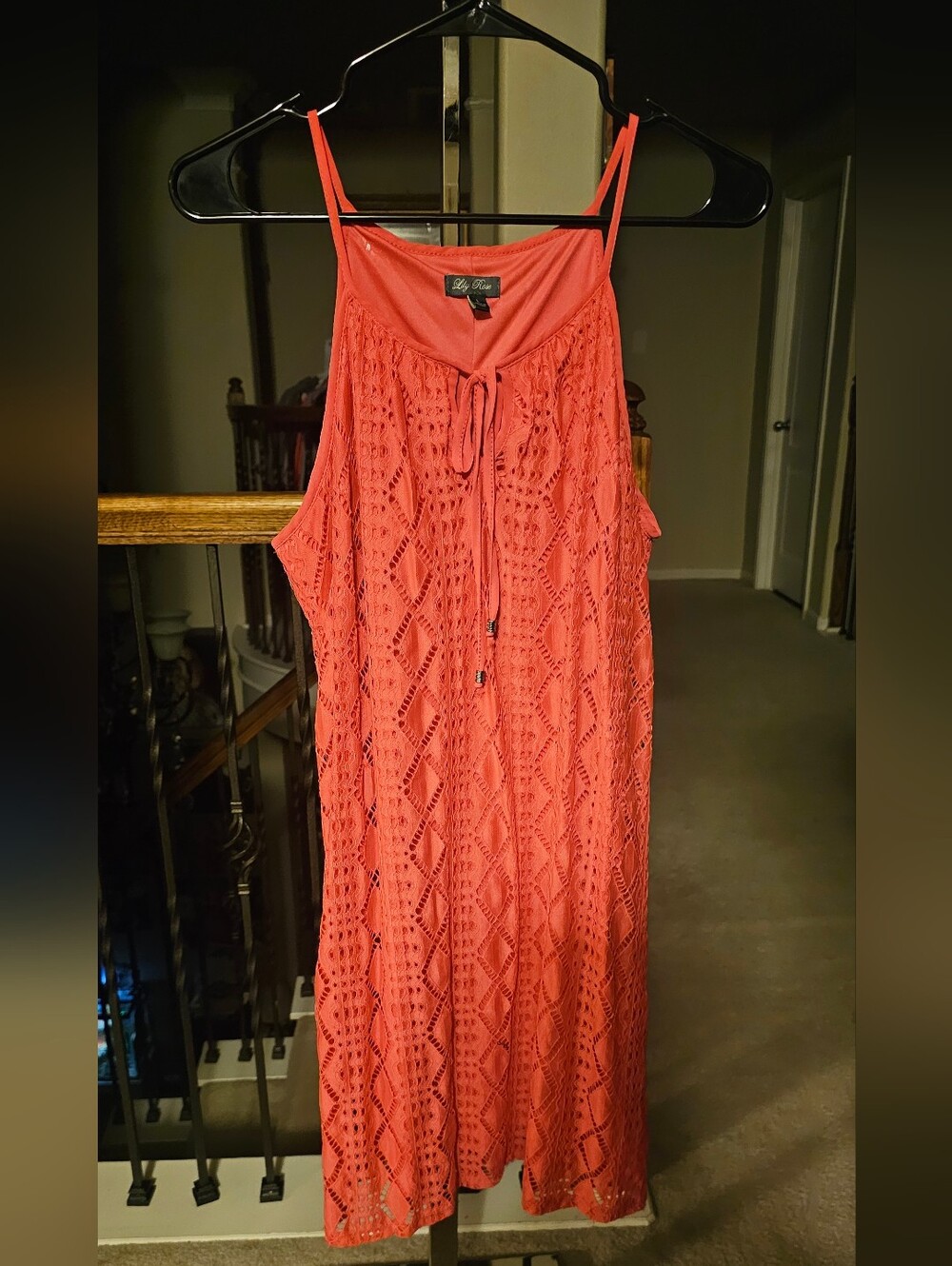 Lily Rose Coral Crochet Slip Sundress